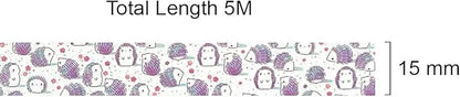 allydrew Washi Masking Tape, 15mm x 5M, Hedgehogs