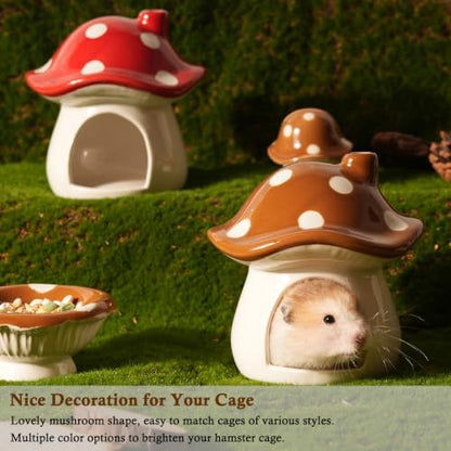 Ceramic Hamster Hideout Mushroom Chew Proof Syrian Hide Cool Bed