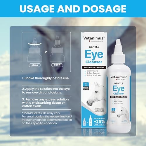 Eye Cleanser 150ml/5 fl.oz for Horses and Ponies Deeply Cleans Foreign Particles Moisturizing Eye Cleanser 1 Bottle