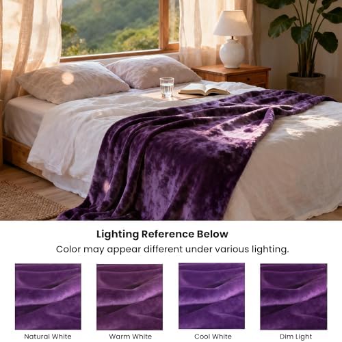 gogobunny Waterproof Blanket for Dogs and Cats, Reversible Flannel Double-Sided Furniture Protector for Couch Sofa Bed Against Spills & Pet Fur (60" x 80", Dark Purple/Light Purple)