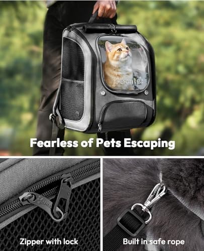 Pecute Cat Backpack Carrier,Large Space Cat Bubble Backpack,Ergonomic,Gray