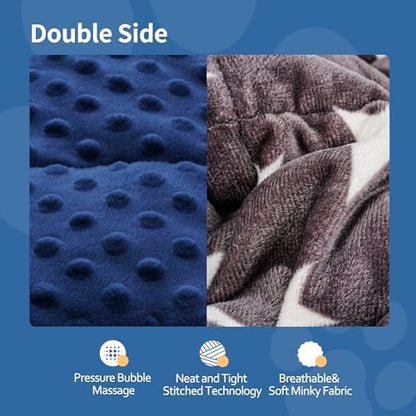 LaSyL Weighted Blanket for Pets | Thunder Blanket for Dogs Anxiety | Premium Soft Minky | Relaxation & Calming & Anti Anxiety | Used in Car, Bed, Couch | Blue Grey Star, Washable Medium (32"x40")