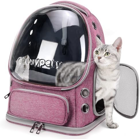 Cawypety Cat Backpack Carrier Large Space Bubble Backpack up to 12lbs Pink