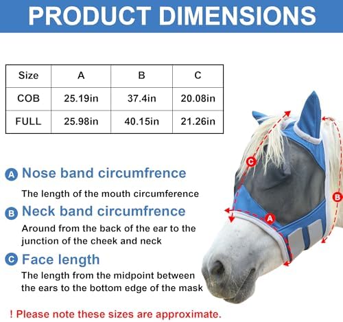 Horse Fly Mask with Ears, Full Face Equine Fly Mask UV Protection