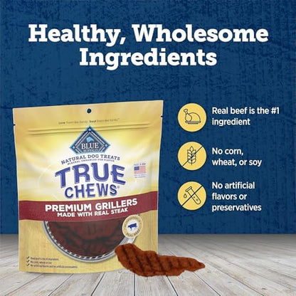 Blue Buffalo True Chews Premium Grillers Steak Dog Treats, 20 oz