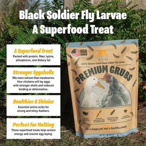 Eaton Pet and Pasture Premium Grubs, Dried Black Soldier Fly Larvae, 5 Lb