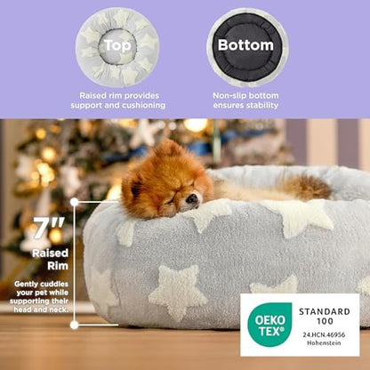 LE SURE Shown on TV Jacquard Donut Cute Small Dog Beds,Grey 23x23x7in