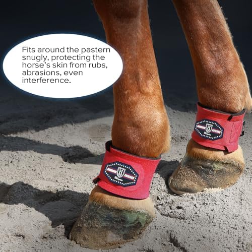 Harrison Howard Durable Shock-Absorbent Breathable Impact Protection Pastern Wraps for Horse Sold in Pairs Red