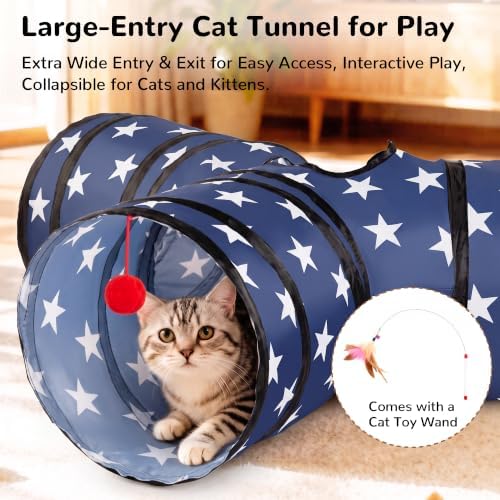 Tempcore Cat Tunnel, 3-Way Collapsible Toy for Indoor Cats, Pentagram