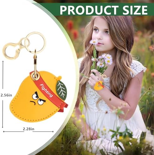 BORKUANA PU Leather Keychain Holder Protective Case Compatible with AirTag