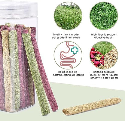 ERKOON Timothy Hay Sticks,Rabbit Chew Toys for Teeth Natural Molar Sticks Rabbits Treats for Bunnies, Chinchilla Guinea Pigs, Gerbil, Hamster (75 Pcs)