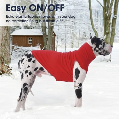 IECOii XXL Dog Sweater - Stretch Fleece Vest with Turtleneck,Red,XX-Large