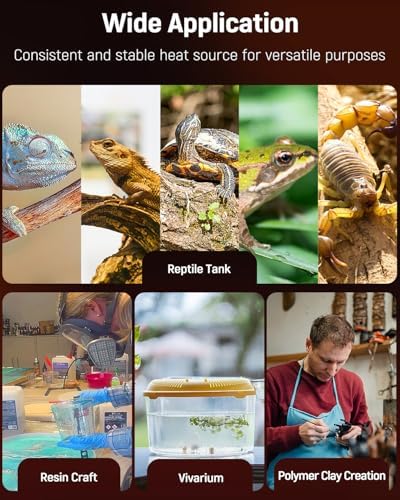 Pawfly 40 W Reptile Heat Pad with Thermostat 16.5 x 11 Inch Reptile Heating Pad Under Tank Terrarium Reptile Heat Mat for Turtles Frogs Snakes Lizards Geckos Hermit Crabs & Spiders