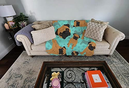 Caroline's Treasures MLM1057LQB Apricot Pug Quilted Blanket 50x60 Artwork Pattern Quilted Throw Blanket for Bed, Couch, Sofa, Soft and Lightweight