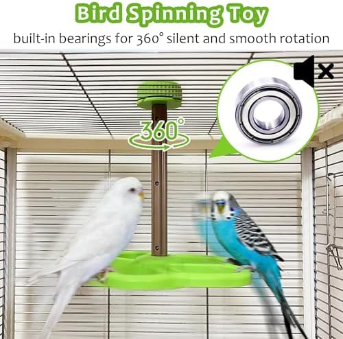 Washable Bird Spinning Perch Toy, with 1.8'' Washer Fit Most Cages