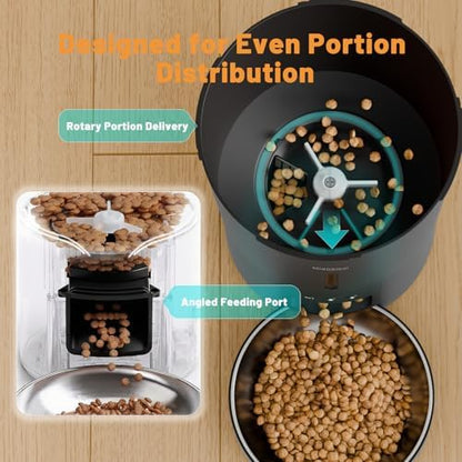 Miaosical Automatic Cat Feeder,2.4G WiFi Timed Auto Cat Food Dispenser with 10s Voice Recorder,Dual Power Supply,4.2L Auto Cats Feeder(Black, 4.2L WiFi Single Bowl)