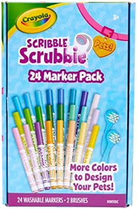 Crayola Scribble Scrubbie Pets Marker Refill & Expansion Set - 24 Washable Markers for Kids, Gifts for Girls & Boys [Amazon Exclusive]