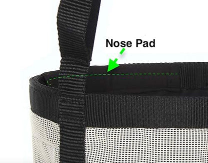 Majestic Ally Horse Feed Bag, Heavy Duty Nylon Mesh Grain Feed Bag, Adjustable Strap with Durable Snap and Elastic Straps, Comfort Neck Pad and Nose Pad- Large (Pony, Beige)