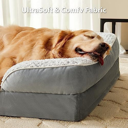 LEXTRO Washable Orthopedic Dog Bed for Extra Large Dogs, Egg Crate Foam Bed