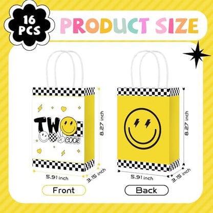 Greencian 16Pcs Two Cool Birthday Party Favor Bags Smile Face Goodie Bags