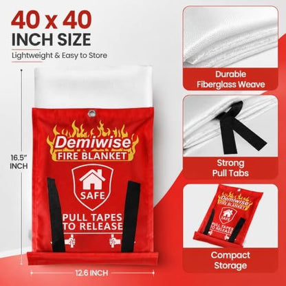 Fire Blankets for Home and Kitchen,8-Pack 40"x40" Emergency Fire Safety Blankets for People House Car Office Warehouse Emergency Survival Safety