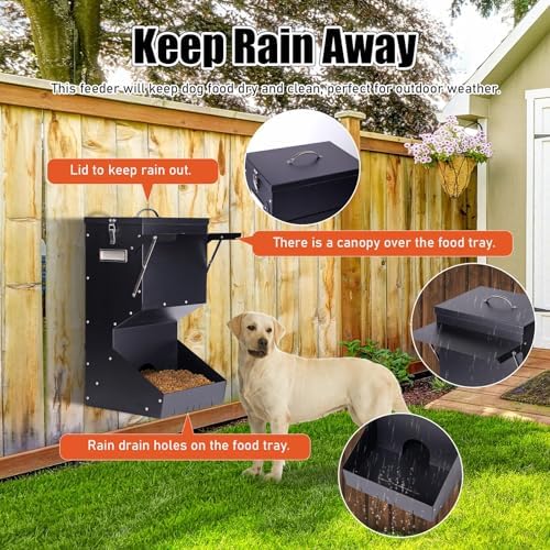 Outdoor Automatic Dog Feeder Large Breed 25 lbs Gravity Dog Feeder