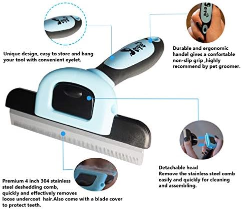 Effective Deshedding Brush and Large Dog Comb - Professional Grooming Tools for Dogs and Cats to Reduce Undercoat Shedding
