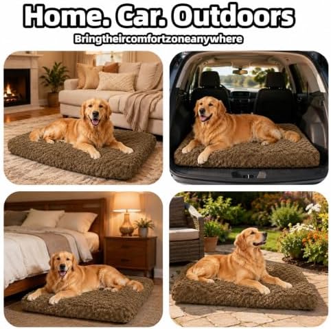 Dog Bed Large Size, Plush Washable Pet Bed Mat, Dog Crate Bed 35"x23"