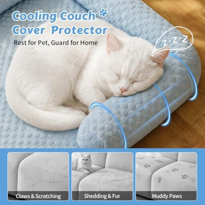 Cooling Pet Bed Mats with Neck & Head Support, 31.5 x 23.62 inch Blue