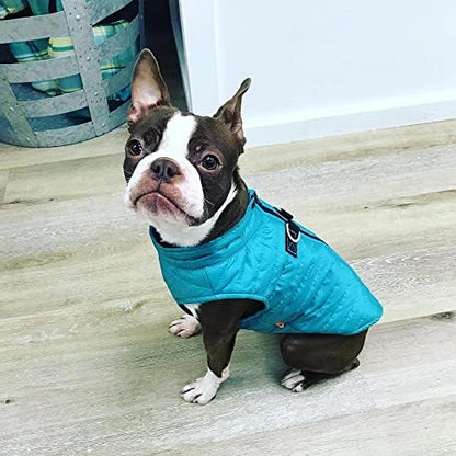 Gooby Puffer Vest Dog Jacket, Turquoise, Small