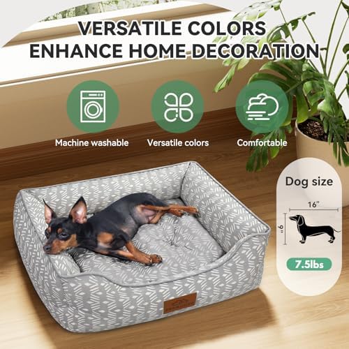 Zerbuger 25in Grey Pattern Rectangle Cat Dog Bed Machine Washable Sofa