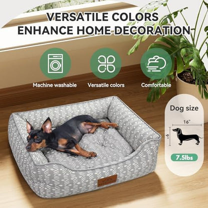 Zerbuger 25in Grey Pattern Rectangle Cat Dog Bed Machine Washable Sofa