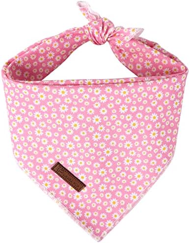 Summer Dog Bandana, Hawaii Bandana for Medium Large Dog, Cute Pink Puppy Bandana, Cotton Adorable Pet Triangle Bid Scarf Kerchief for Girl Boy Dogs