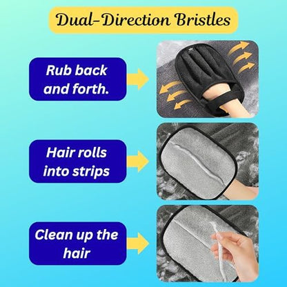 Pet Hair Removal Gloves for Cats & Dogs, Upgraded Five-Finger Electrostatic Reusable Grooming Glove, Static Fur Remover Tool for Couch, Carpet, Furniture, Car Seat & Clothing
