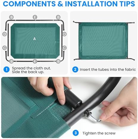 Simple Deluxe Cooling Elevated Dog Bed, Raised Portable Dog Cots Beds No-Slip Feet Durable Portable Indoor & Outdoor Pet Hammock Bed, 42x25.5x8 Inch, Green