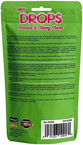 Vitakraft Mini Drops Cherry Banana Treats for Hamsters Rats Mice and Small Pets - Wholesome Small Animal Snacks with Real Fruit Flavor and Nutrient-Rich Goodness - 2.5 Ounce (Pack of 2)