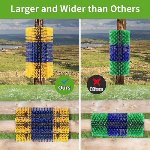 Livestock Scratching Brush, 2Pcs Cattle Scratcher Brush for Grooming, Upgraded Extra Large Horse Brushes, Relieve Itching on the Back, Cow Scratcher for Horse, Goat, Cow, Pig, Sheep (XL Size Yellow)