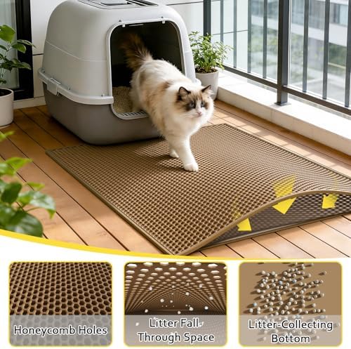 Cat Litter Mat, 30"x24", Waterproof, Easy to Clean (Brown-1Pack)