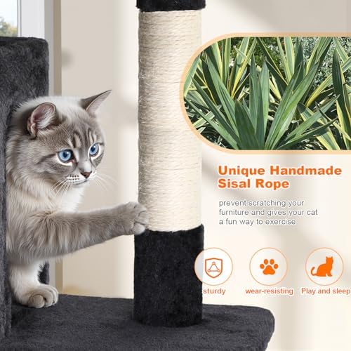 FDW | 54" Cat Tree Tower | Grey | Multi-Level Indoor Activity Center