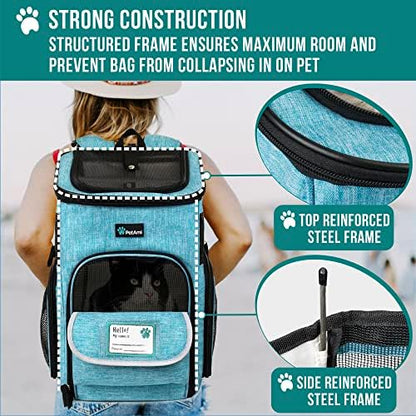PetAmi Dog Backpack Carrier, Airline Approved 4-Way Entry Cat Bag, Teal