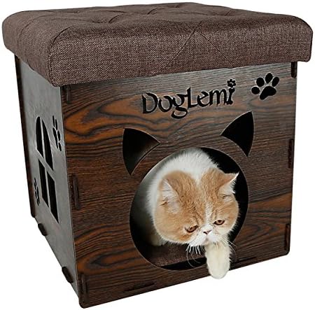 S-Lifeeling Pet Nest Cat Litter Foldable Functional High-Grade Wooden Cushion Pet Cat Small Dog House Bed Mat Cave and House Chair