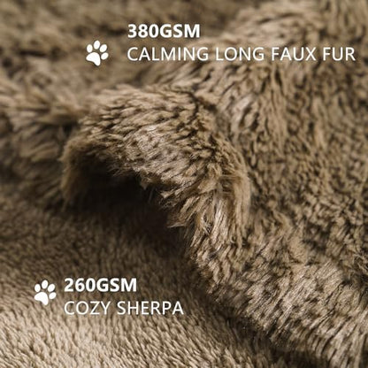 gogobunny Waterproof Dog Blanket for Couch & Furniture Protection - Super Soft Reversible Throw for Large Dogs & Cats, Calming Washable Fur & Sherpa Pet Blanket (60x80 Inch, Stone)