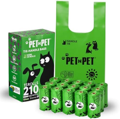 Pet N Pet Dog Poop Bags Rolls, 210 Count, Lavender Scented Tie Handles