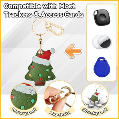 Leather Keychain Holder Case for AirTag, Cute Protective Cover for Apple Airtag KeyChain, GPS Tracker Item Finder