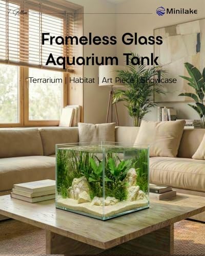 7 Gallon Rimless Cube Fish Tank, Ultra-Clear Glass Aquarium