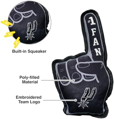 Pets First NBA #1 Fan Toy. Best Sports Dog Toy with Double Stitched Trim and Tough Nylon Material Filled with Chewable Polyfil and Inner Squeaker