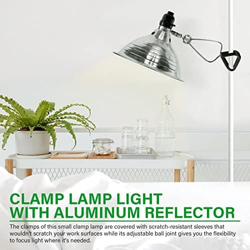 Simple Deluxe 1-Pack Clamp Lamp Light with 8.5 Inch Aluminum Reflector up to 150W E26 (no Bulb Included), Silver and Black