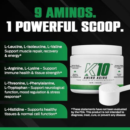 K10 Amino Acids for Dogs, All-in-One Dog Supplement, 30 Servings/Tub