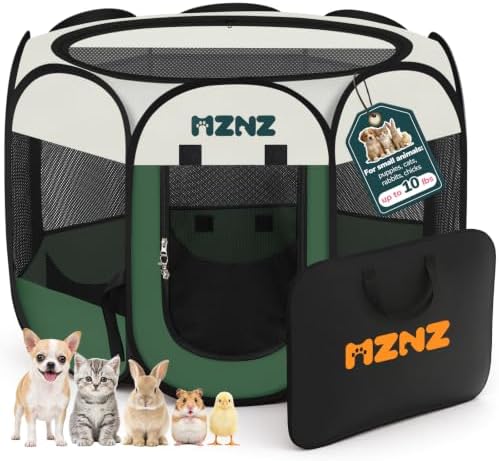 Dog Cat Small Animal Puppy Playpen Crate, Small, Dark Green