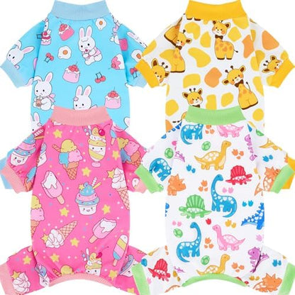 XPUDAC 4 Pack Dog Pajamas for Small Dogs Soft Pjs Onesies Clothes, XL